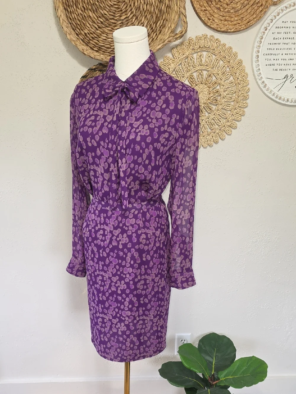 Cynthia Howie Vintage y2K 100% Silk Purple Printed Pencil Skirt Set Womens 8P
